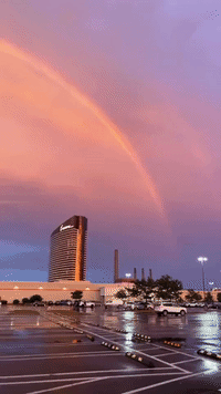 Rainbow Appears Over Boston Area After Storms Sweep From West