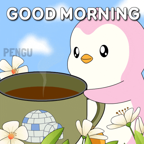 Good Morning Coffee GIF by Pudgy Penguins