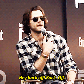 aborddelimpala giphyupload jared padalecki back off aborddelimpala GIF