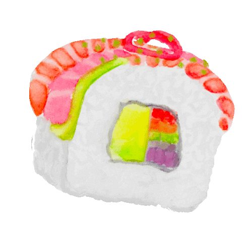 hungry sushi roll Sticker by colorsnack