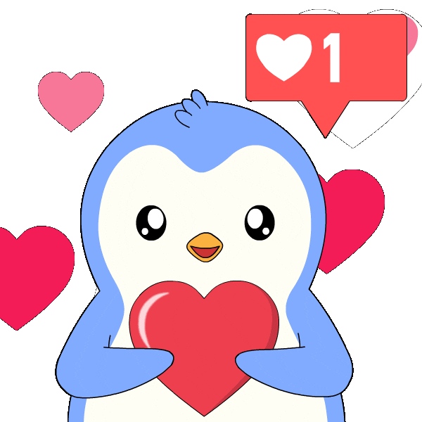 Love You Hearts Sticker by Pudgy Penguins