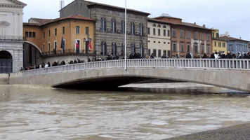 Heavy Rains Cause Pisa's Arno River to Almost Burst Banks