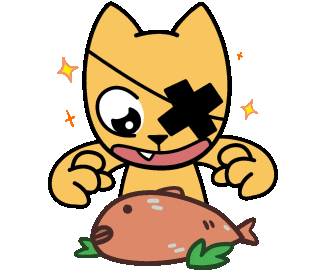 bricxart cat hungry yum pirate Sticker