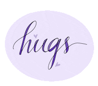 potutoo heart hug purple calligraphy Sticker