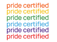 pridecertified logo rainbow text lgbtq Sticker