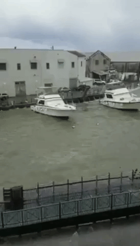 Hurricane Maria Waves Rock Boats, Flood Roads in Barbados