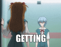 Anime gif. Rei from Neon Genesis Evangelion is seen standing and staring stonily in a school hallway. The gif zooms in with each word and the text says, "Getting real tired of your bullshit."