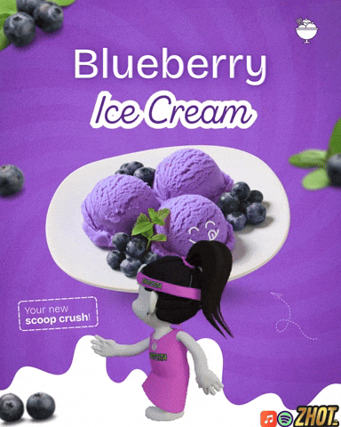 Blueberry Ice Cream GIF by Zhotcita