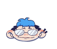 OnlyaStupid embarrassed mistake guilty blue hair Sticker