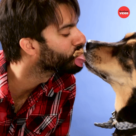 Peanut butter dog kiss