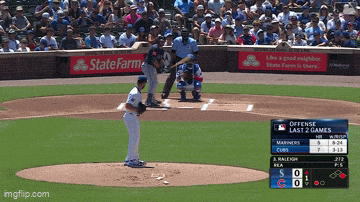 kingkaps7 giphyupload mariners catcher cal raleigh launches his league leading 31st home run to deep-center field giving the mariners a 2-0 lead in the 1st inning GIF