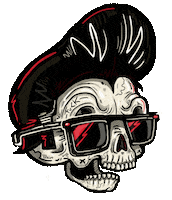 skull rockabilly Sticker