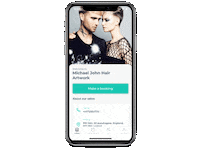 Phone Booking Sticker by Michael John Hair Artwork