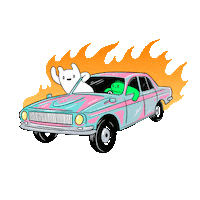 Fire Driving Sticker by Danny Casale