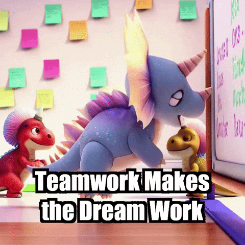 Teamwork Makes The Dream Work GIF by Divineasaur