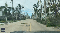 Palm Fronds, Light Fixtures Litter Streets in Fort Myers Following Hurricane Ian