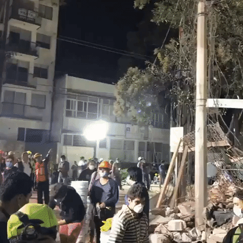 Rescues Continue Through the Night After Quake Flattens Buildings in Mexico City