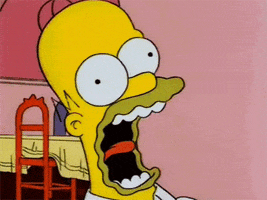 The Simpsons gif. Homer's eyes are crossed and his mouth is open wide as he screams. His lips quiver from the vibration of his high scream, tongue flailing around.