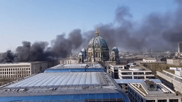 Smoke Rises Above Berlin Palace After Fire