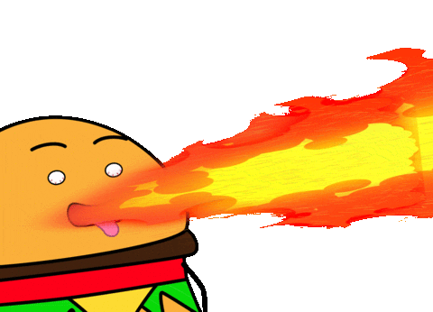 RiceBurgerStudios giphyupload hot food fire Sticker