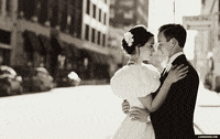 black and white kiss GIF