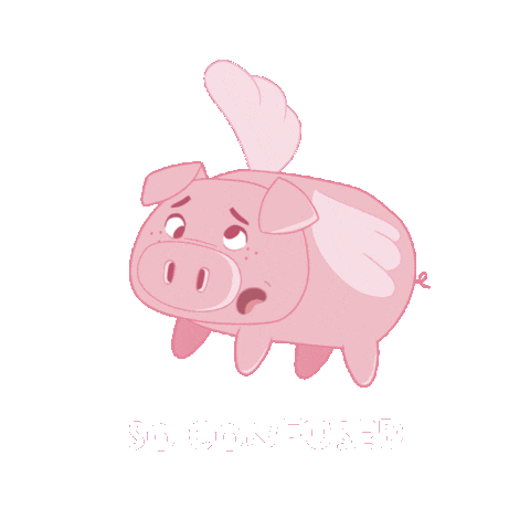 Confused Flying Pig Sticker by PositivelyPigasus