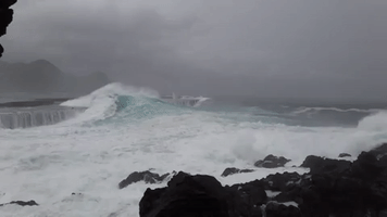 Typhoon Chan-Hom Drives Huge Waves on Coast of Hachijojima Island