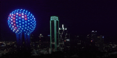 ReunionTower ball dallas skyline light show GIF