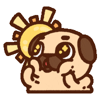 Happy Sun Comes Up Sticker by Puglie Pug