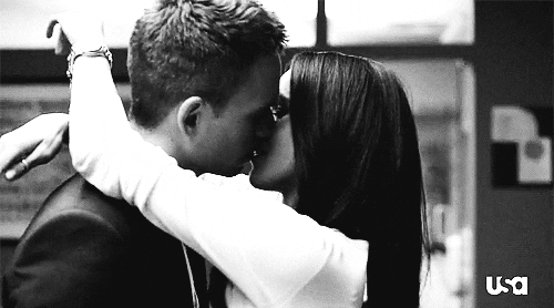 kissing black and white GIF