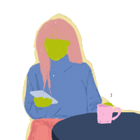 PureBarkin girl coffee illustration flowers Sticker