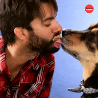 Peanut butter dog kiss