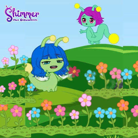 Spark picks flowers with Shimmer the Glowworm