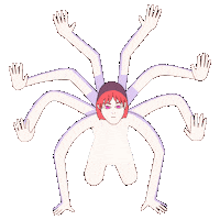 grantaart anime girl horror arms Sticker
