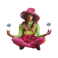 pink meditating Sticker