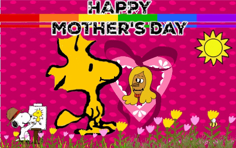 gif happy mothers day woodstock snoopy flowers sun mom GIF