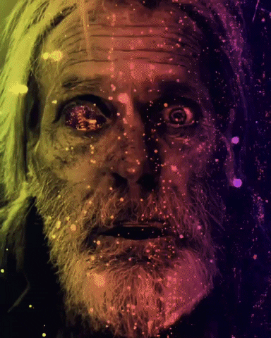 STAZR rainbow space sparkles old man GIF