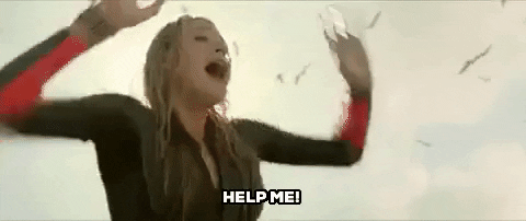Movie gif. Blake Lively as Nancy in The Shallows, cups her hands around her mouth and yells “HELP ME!” 