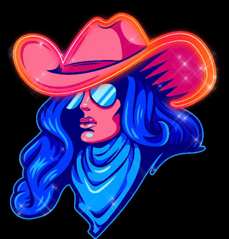 Glowdeo cowgirl blue hair outlaw gayle GIF