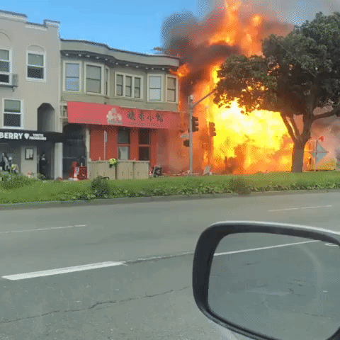 San Francisco Building Engulfed by Fire Following Gas Explosion