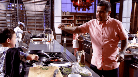 aaron sanchez fist bump GIF by MasterChef Junior