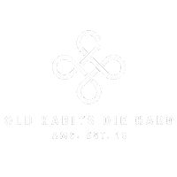 oldhabits logo twist oldhabits oldhabitsdiehardnl Sticker