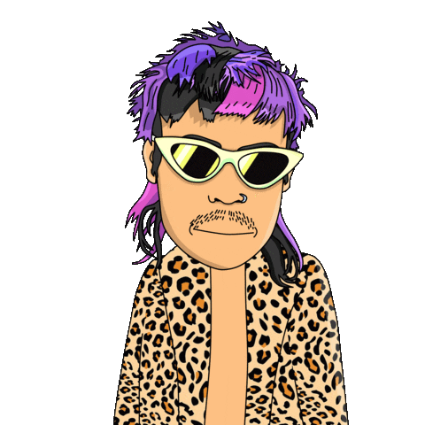 Mullet_Dragon glasses head leopard mullet Sticker