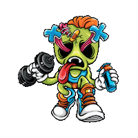 WeAreZombie workout gym zombie cross-eyed Sticker