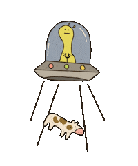 poppitoe space alien cow ufo Sticker