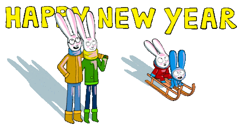 Happy New Year Kids Sticker by Simon Super Rabbit