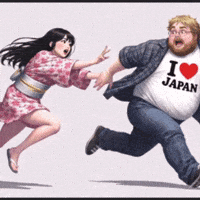 Anime Girl Chasing White Guy GIF