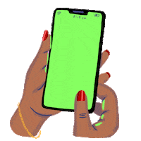 Digital art gif. A cartoon manicured hand holds a vibrating cartoon cell phone, with a notification on the screen that reads, "Recordatorio aborto es cuidado de salud."