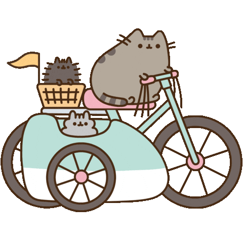 Bicycling Road Trip Sticker by Pusheen