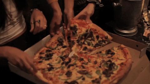 thebeachesband giphydvr pizza hungry yum GIF